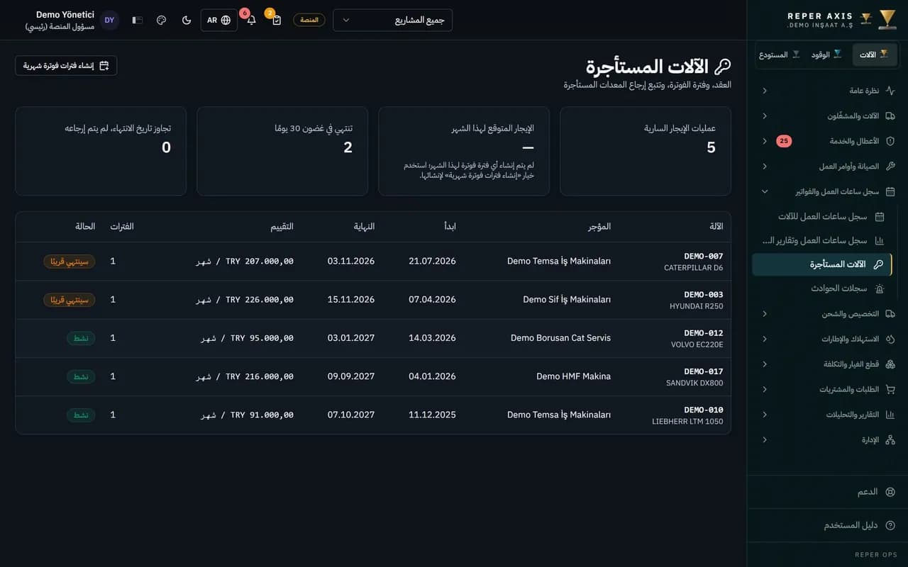 فواتير الإيجار وتكاليف المشاريع