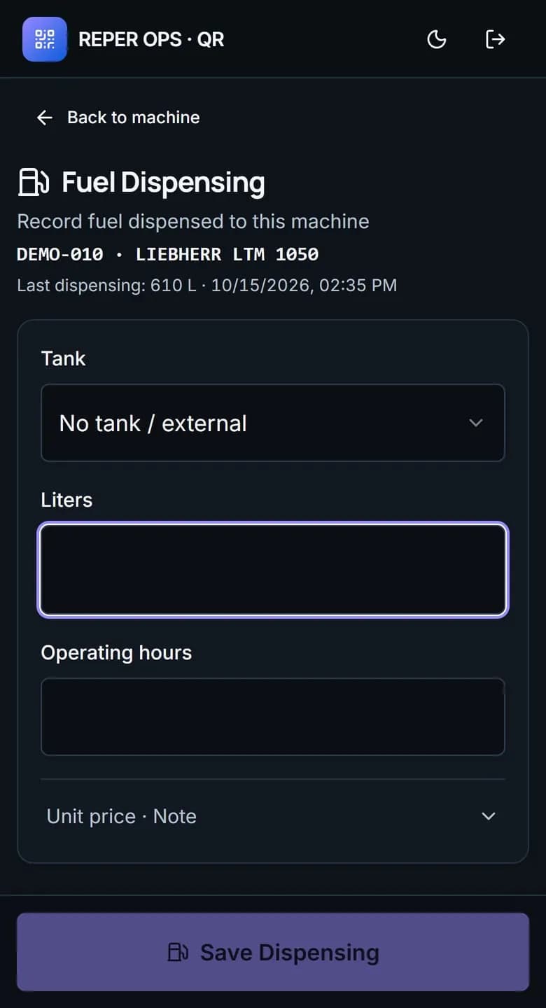 The QR code on the machine is the fastest interface in the field