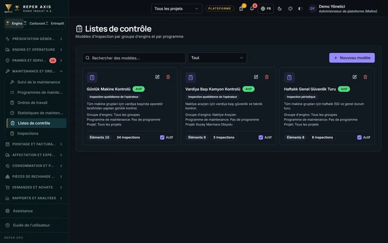 Listes de contrôle