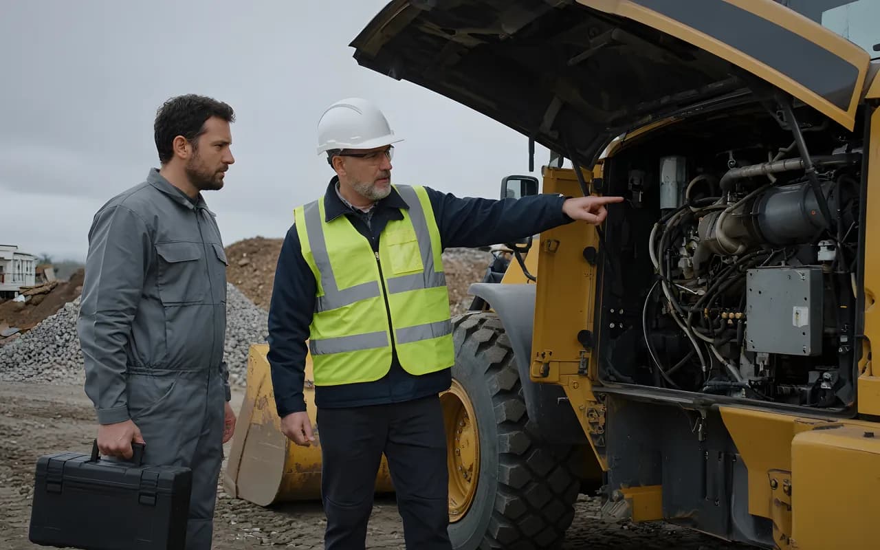 Écran d’un engin loué, onglet contrat : durée de location, prix unitaire et fichier du contrat joint