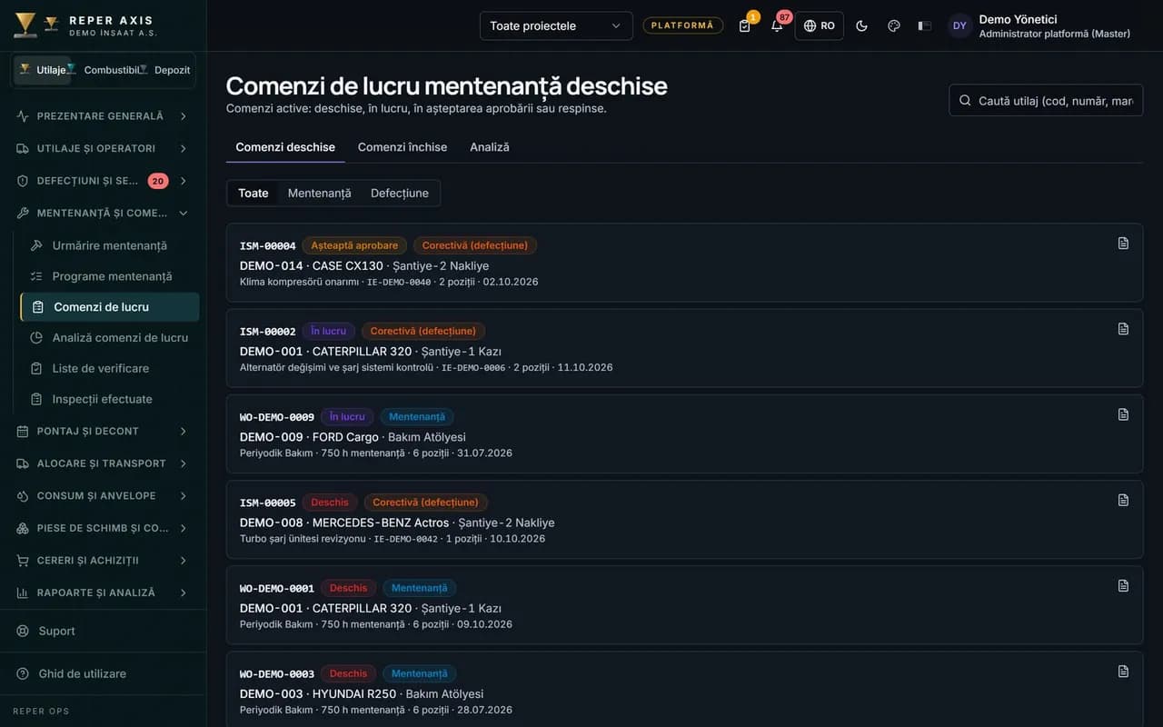 Comenzi de lucru