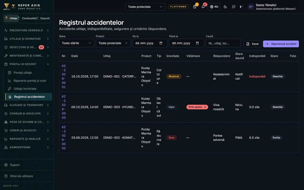 Registrul accidentelor