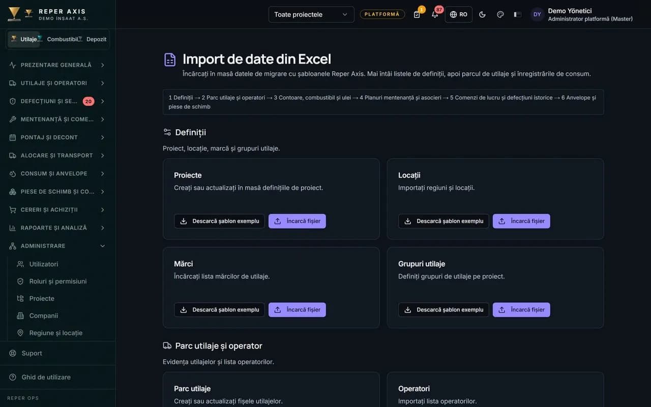 Import de date din Excel